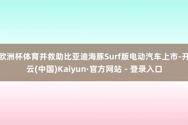 欧洲杯体育并救助比亚迪海豚Surf版电动汽车上市-开云(中国)Kaiyun·官方网站 - 登录入口