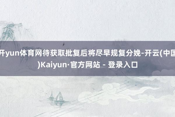 开yun体育网待获取批复后将尽早规复分娩-开云(中国)Kaiyun·官方网站 - 登录入口
