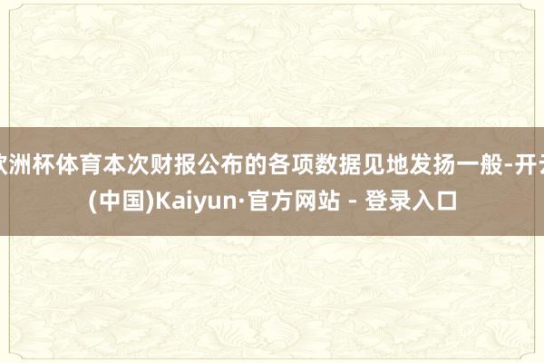 欧洲杯体育本次财报公布的各项数据见地发扬一般-开云(中国)Kaiyun·官方网站 - 登录入口