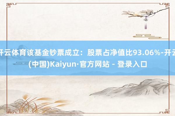 开云体育该基金钞票成立：股票占净值比93.06%-开云(中国)Kaiyun·官方网站 - 登录入口